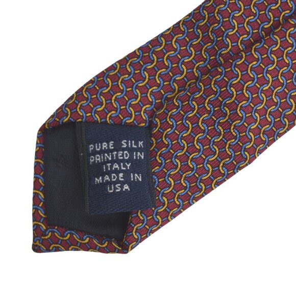 Brooks Brothers Makers Tie Necktie Mens Silk Geometric Burgundy Red 58 in - Picture 4 of 5